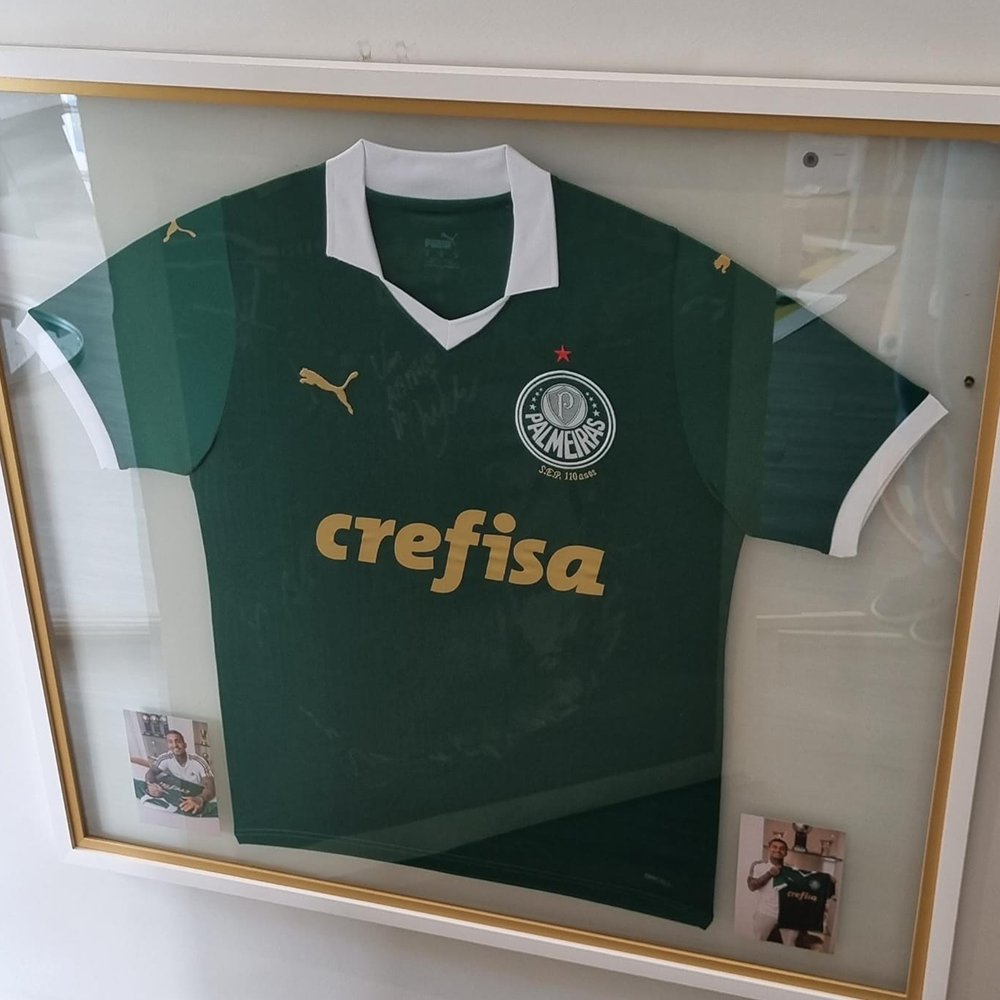 Camisa Palmeiras Emoldurada autografada pelo Dudu