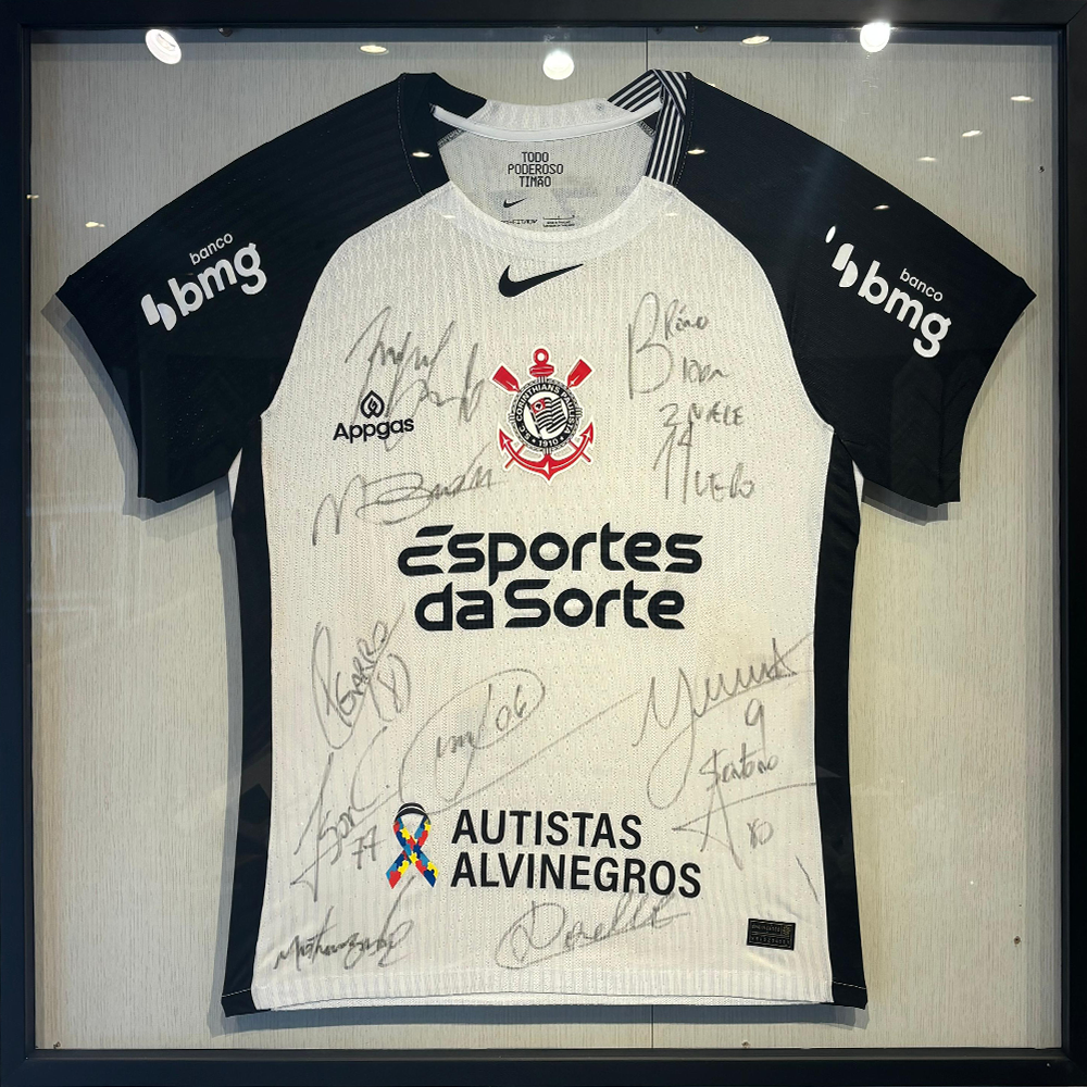Camisa Corinthians I 2025 - MEMPHIS - Autografada - Emoldurada