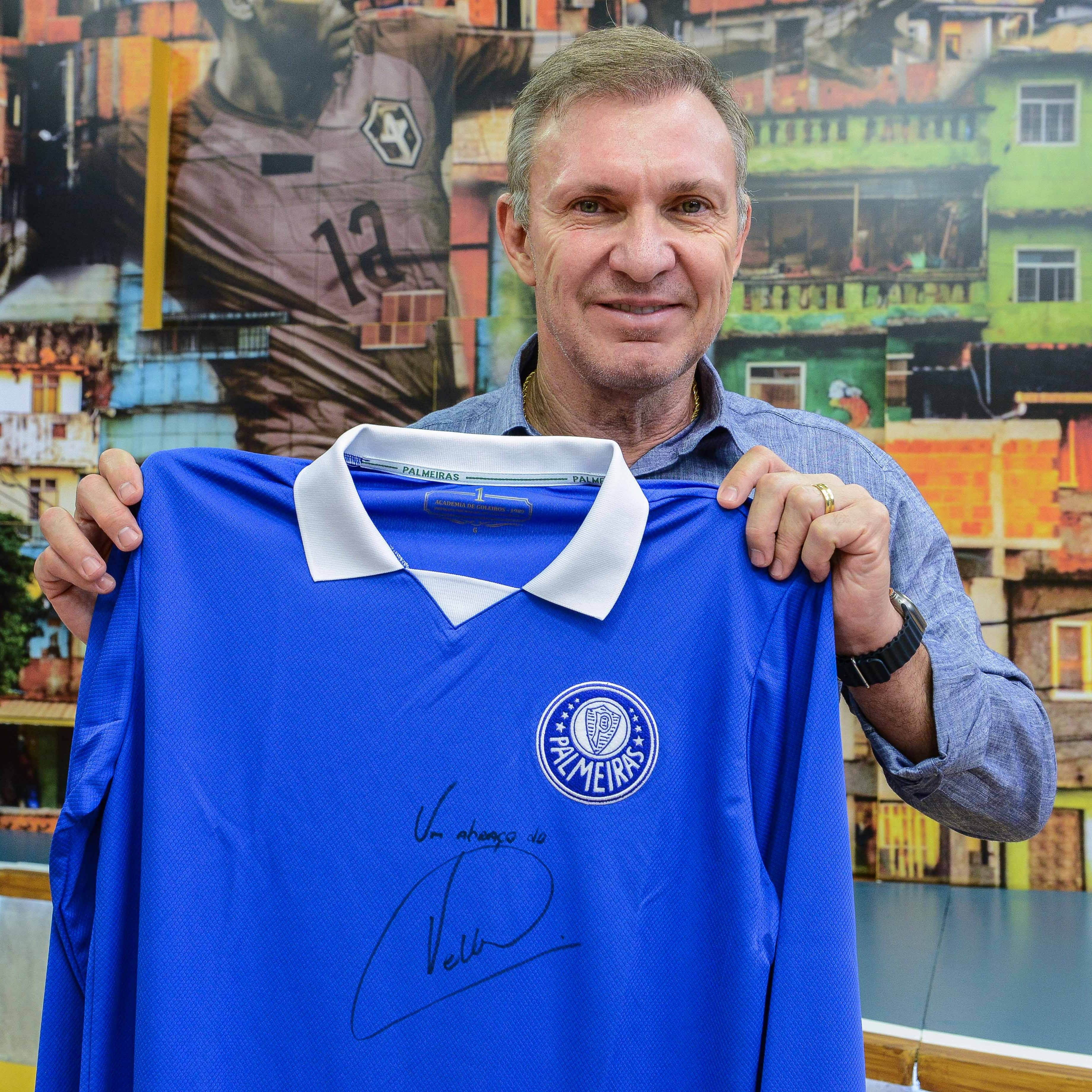 Camisa Palmeiras Goleiro Retrô 1989 Autografada por Velloso + Vídeo Mensagem