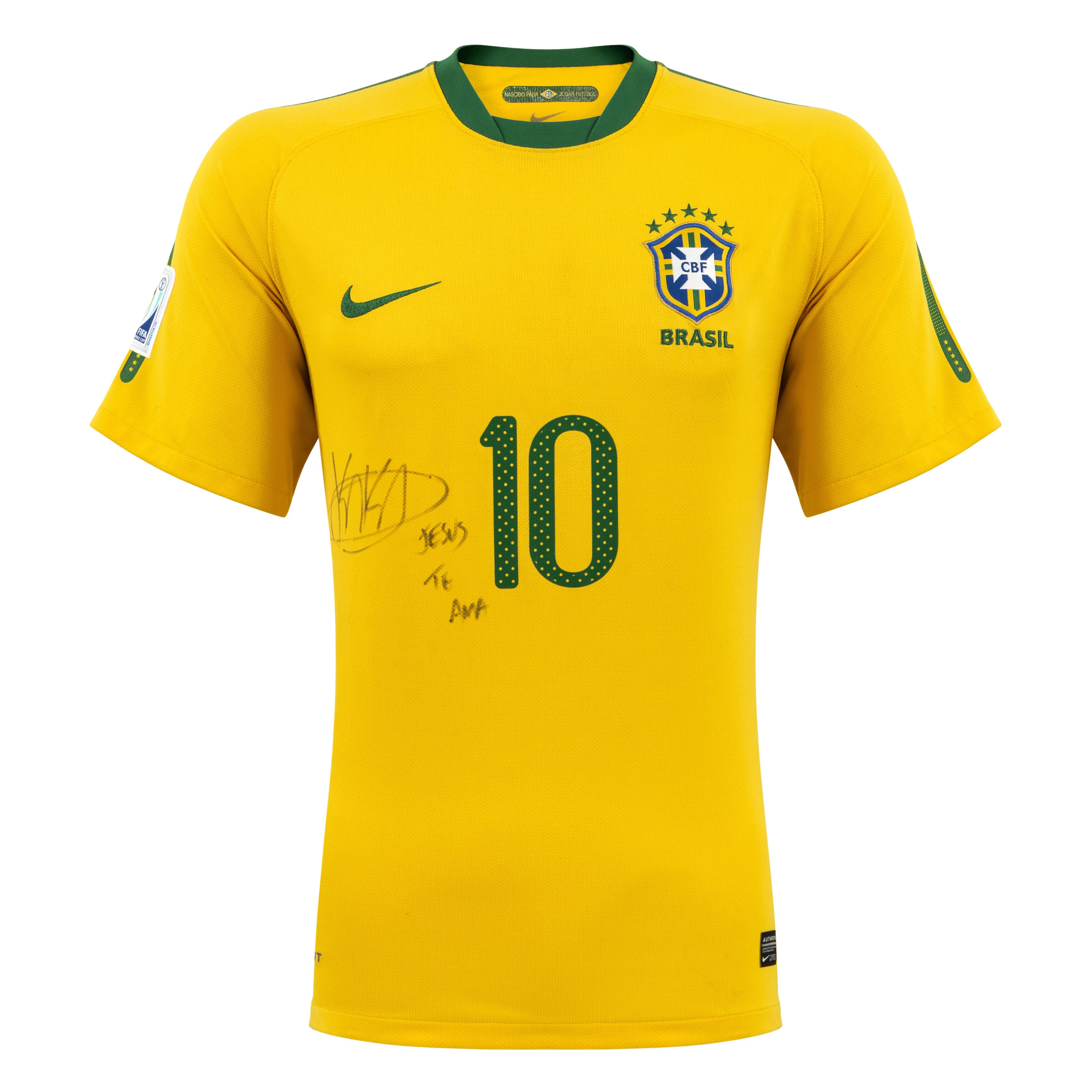 Camisa Brasil Copa do Mundo de 2010 autografada pelo Kaká