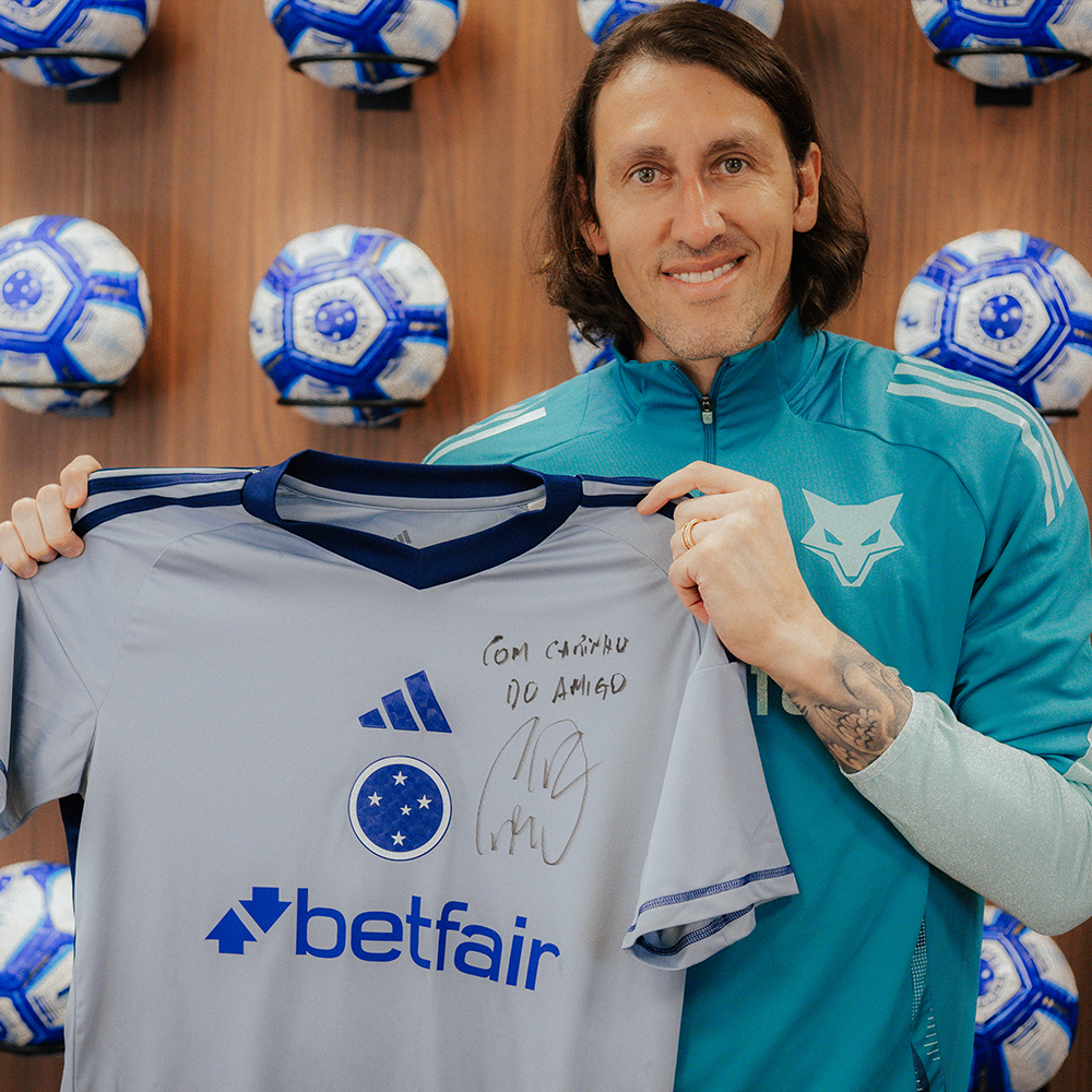 Camisa de Goleiro do Cruzeiro 2025 autografada pelo Cássio