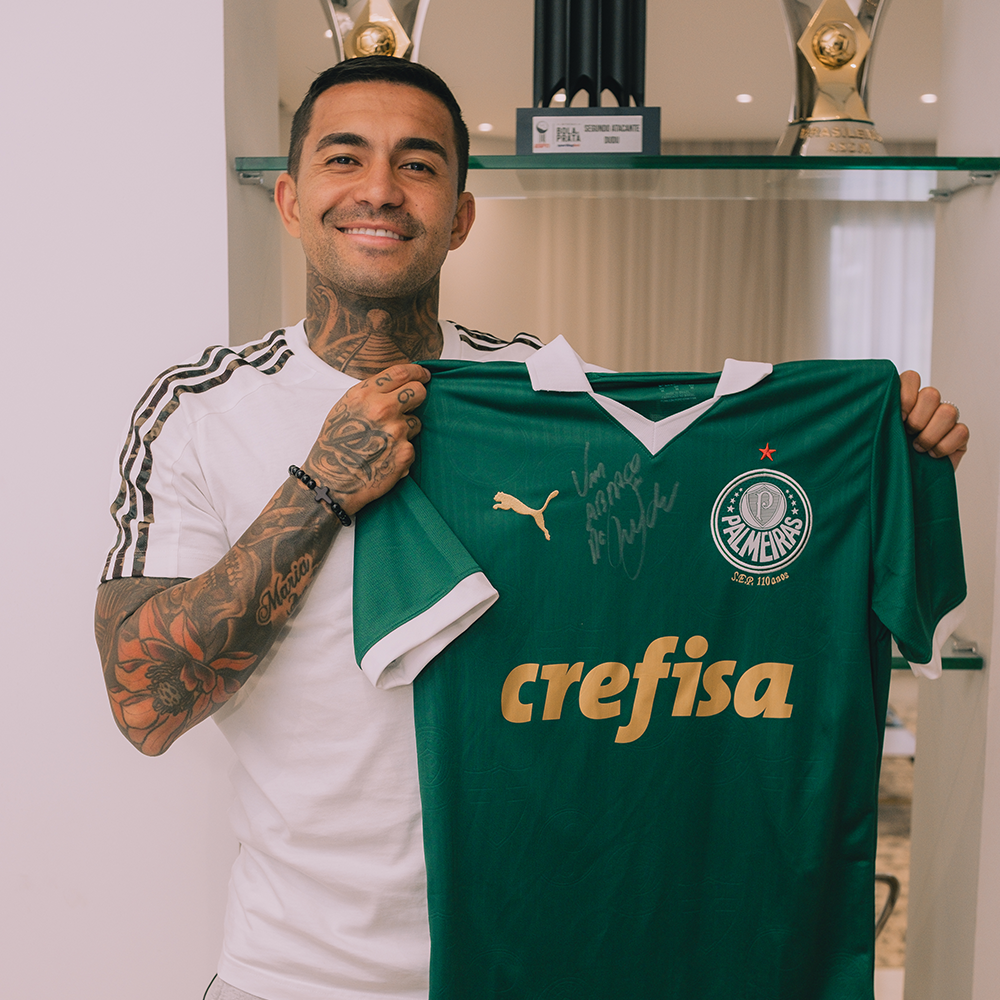 Pré-venda Camisa Palmeiras l Fem. autografada pelo Dudu com dedicatória + foto + vídeo mensagem (opcional)