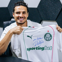 Leilão – Camisa Palmeiras II 2026 Branca Autografada por Raphael Veiga 