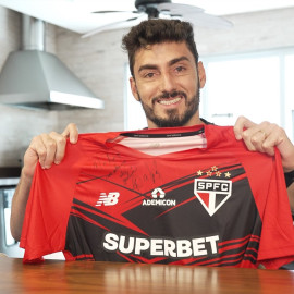  Camisa São Paulo Goleiro 2025 autografada pelo Rafael Black Week
