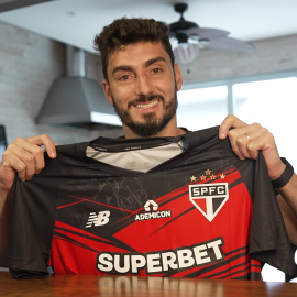 Pré-venda Camisa São Paulo Goleiro preto autografada pelo Rafael - dedicatória + vídeo mensagem