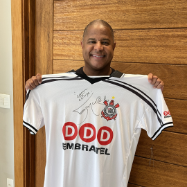Camisa Corinthians 1998 Retrô Embratel Autografada por Marcelinho Carioca + Vídeo
